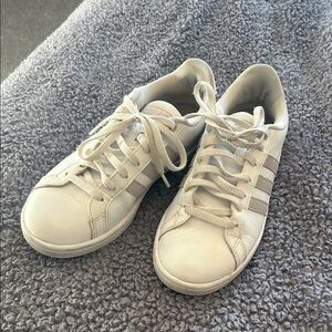 7.5 Adidas White and Dusty Mauve Sneakers